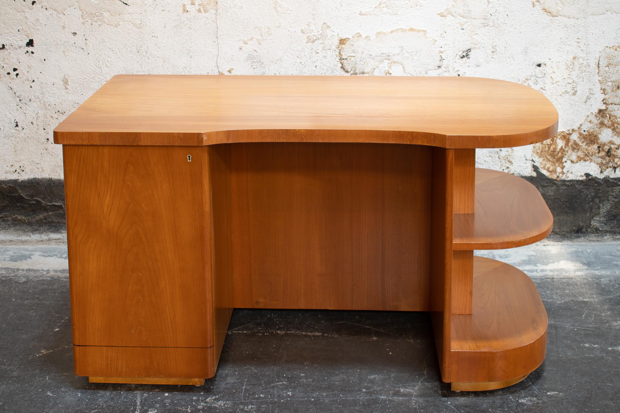 Art Deco Art Moderne Curved Desk With Open Shelving