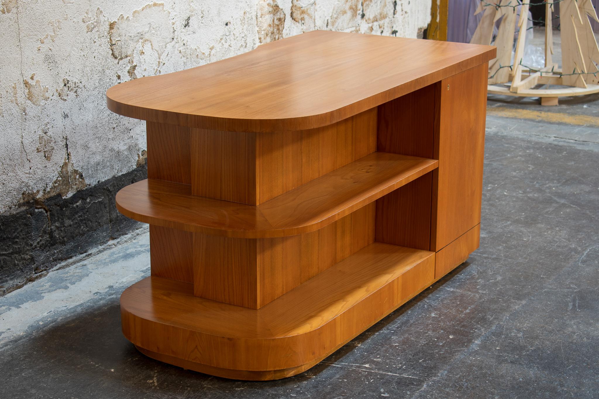 Art Moderne Curved Desk With Open Shelving In Good Condition In Atlanta, GA