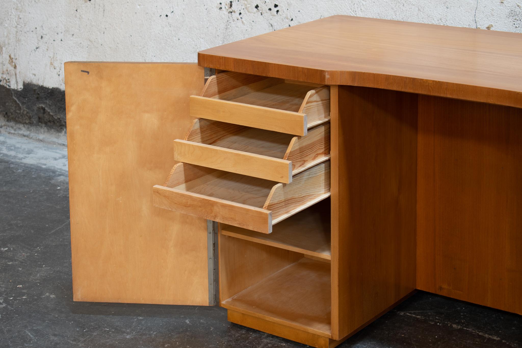 Art Moderne Curved Desk With Open Shelving 1