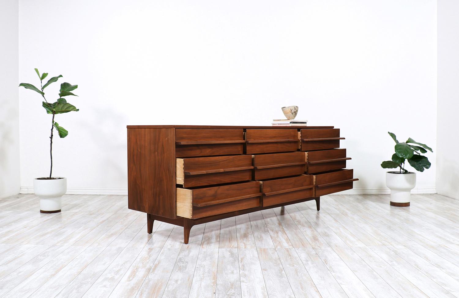 American Mid-Century Modern Curved-Front Dresser by Young Furniture Co.