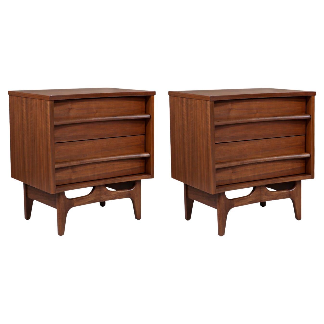 Mid-Century Modern Curved-Front Night Stands by Young Furniture Co. 