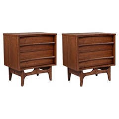 Vintage Mid-Century Modern Curved-Front Night Stands by Young Furniture Co. 