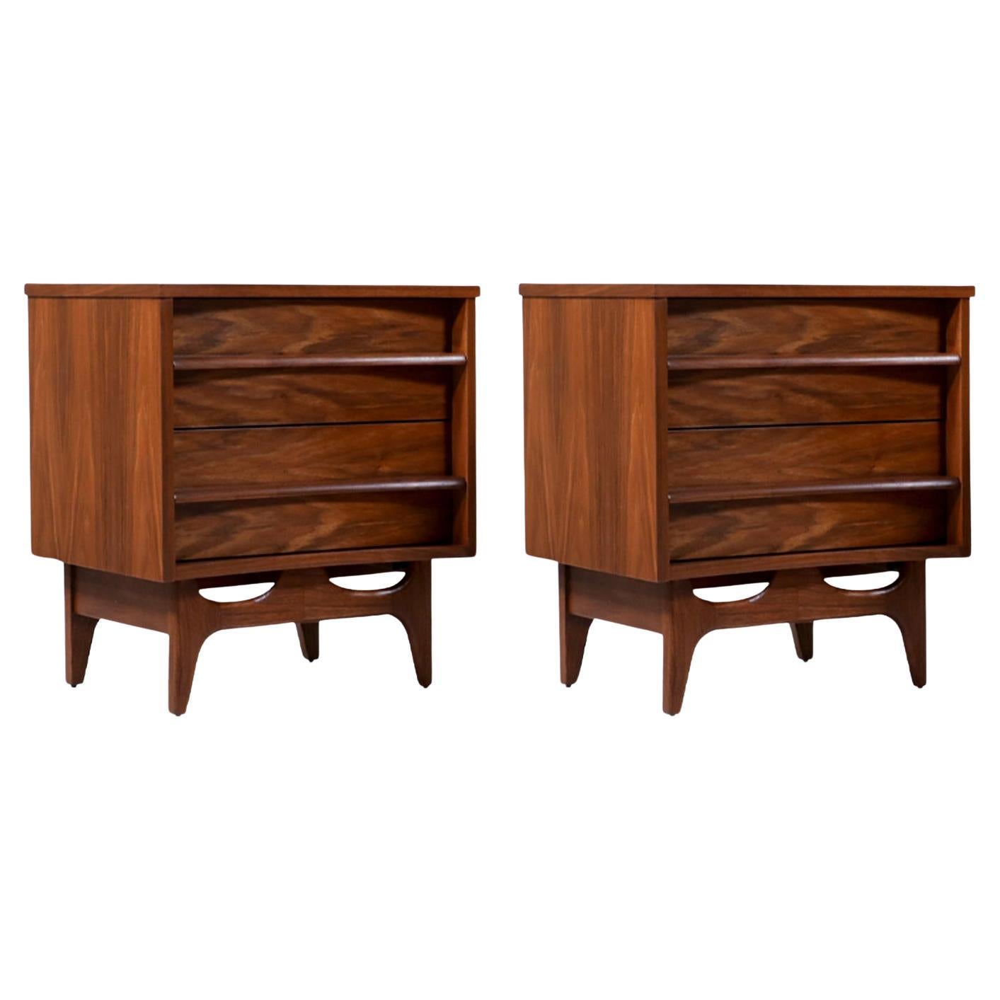 Mid-Century Modern Curved-Front Night Stands by Young Furniture Co. For Sale