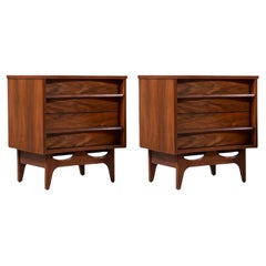 Retro Mid-Century Modern Curved-Front Night Stands by Young Furniture Co.