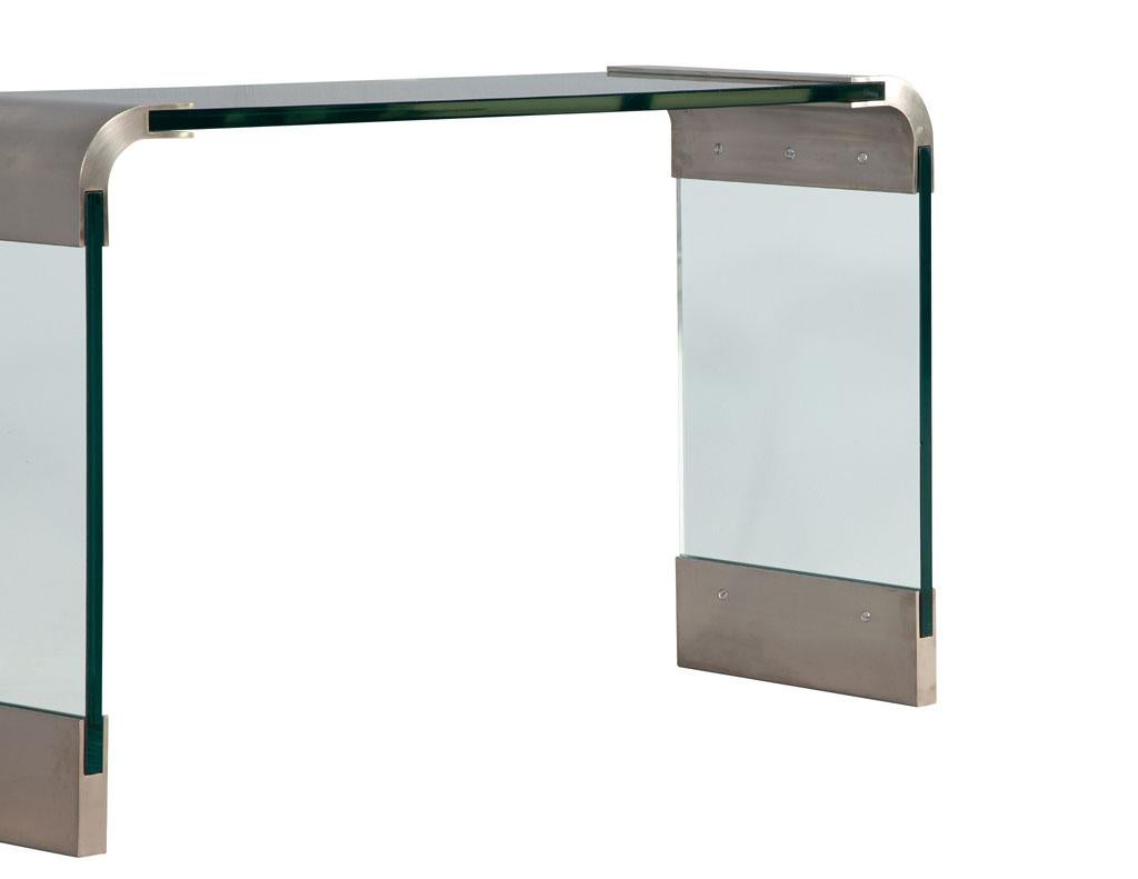 Mid-Century Modern Curved Glass and Stainless-Steel Console Table by Pace For Sale 1
