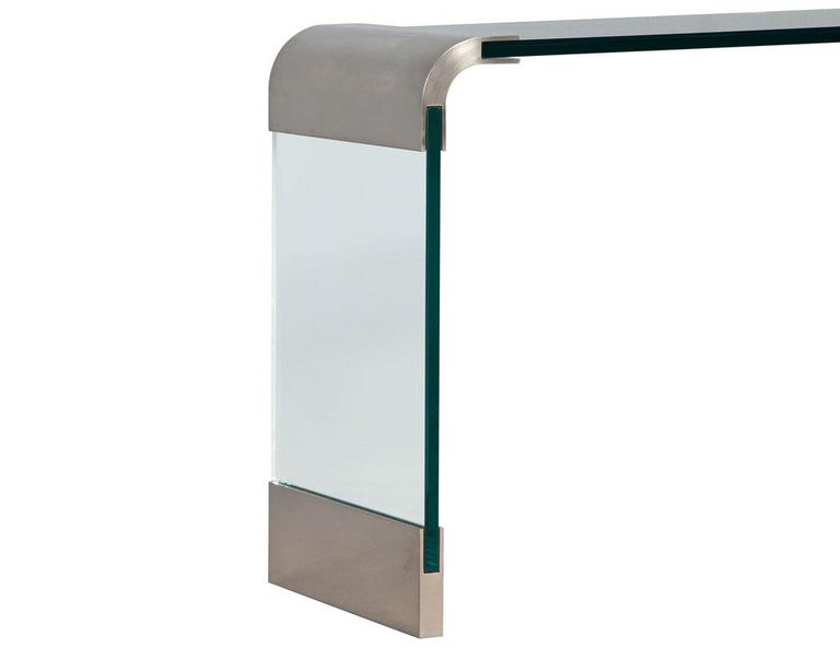 Mid-Century Modern Curved Glass and Stainless-Steel Console Table by Pace For Sale 6