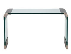 Konsolentisch aus geschwungenem Glas und Edelstahl von Pace, Moderne der Mitte des Jahrhunderts