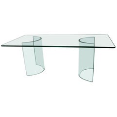 Mid-Century Modern Curved Glass Cocktail Table, Italy