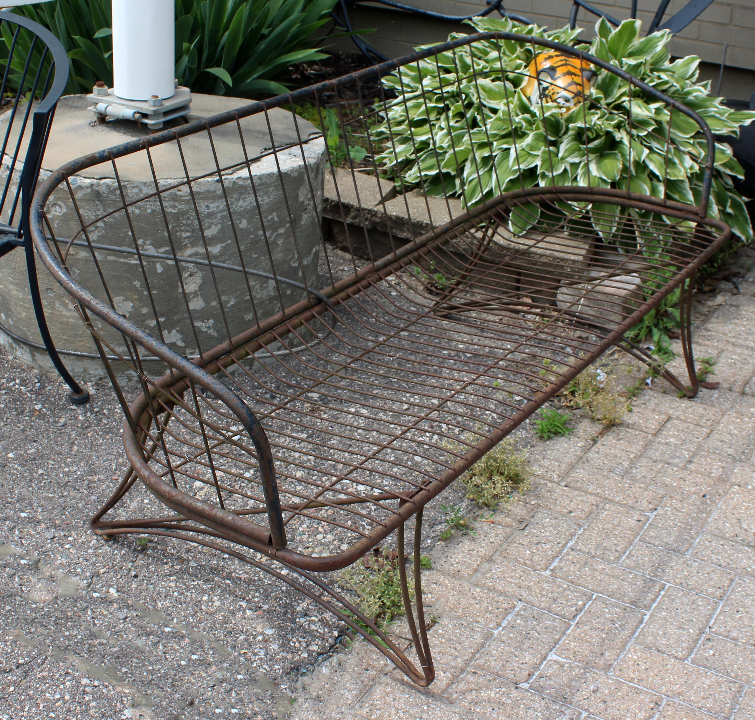 mid century patio bench