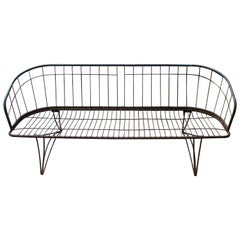 Mid-Century Modern Curved Iron Patio Bench Settee Woodard Era, 1960s