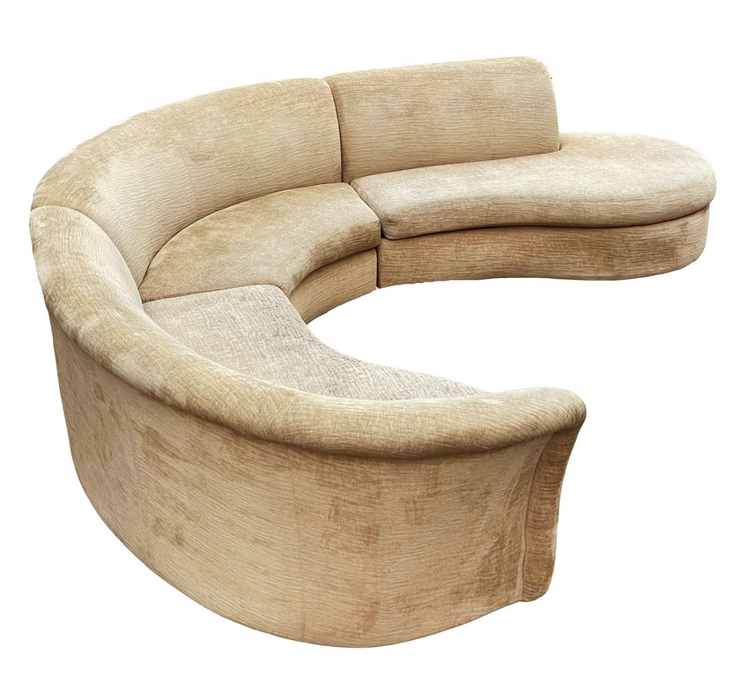 Late 20th Century Mid-Century Modern Curved L Shape Serpentine or Cloud Sectional Sofa For Sale