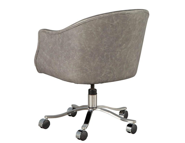MidCentury Modern Curved Leather Office Chair For Sale at 1stDibs