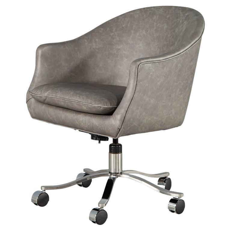 MidCentury Modern Curved Leather Office Chair For Sale at 1stDibs