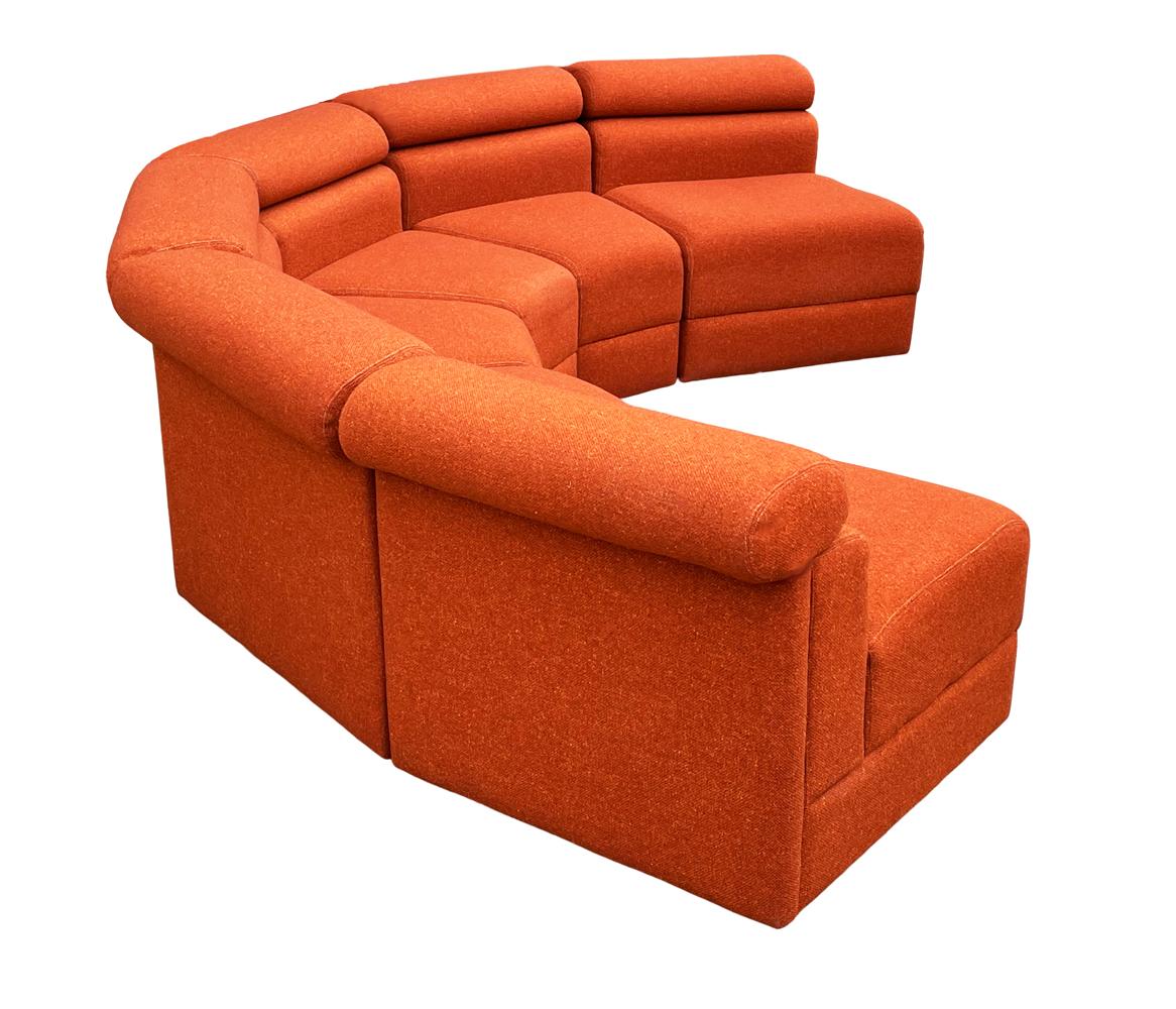 Fabric Mid-Century Modern Curved or Circular Modular Serpentine Sofa  For Sale