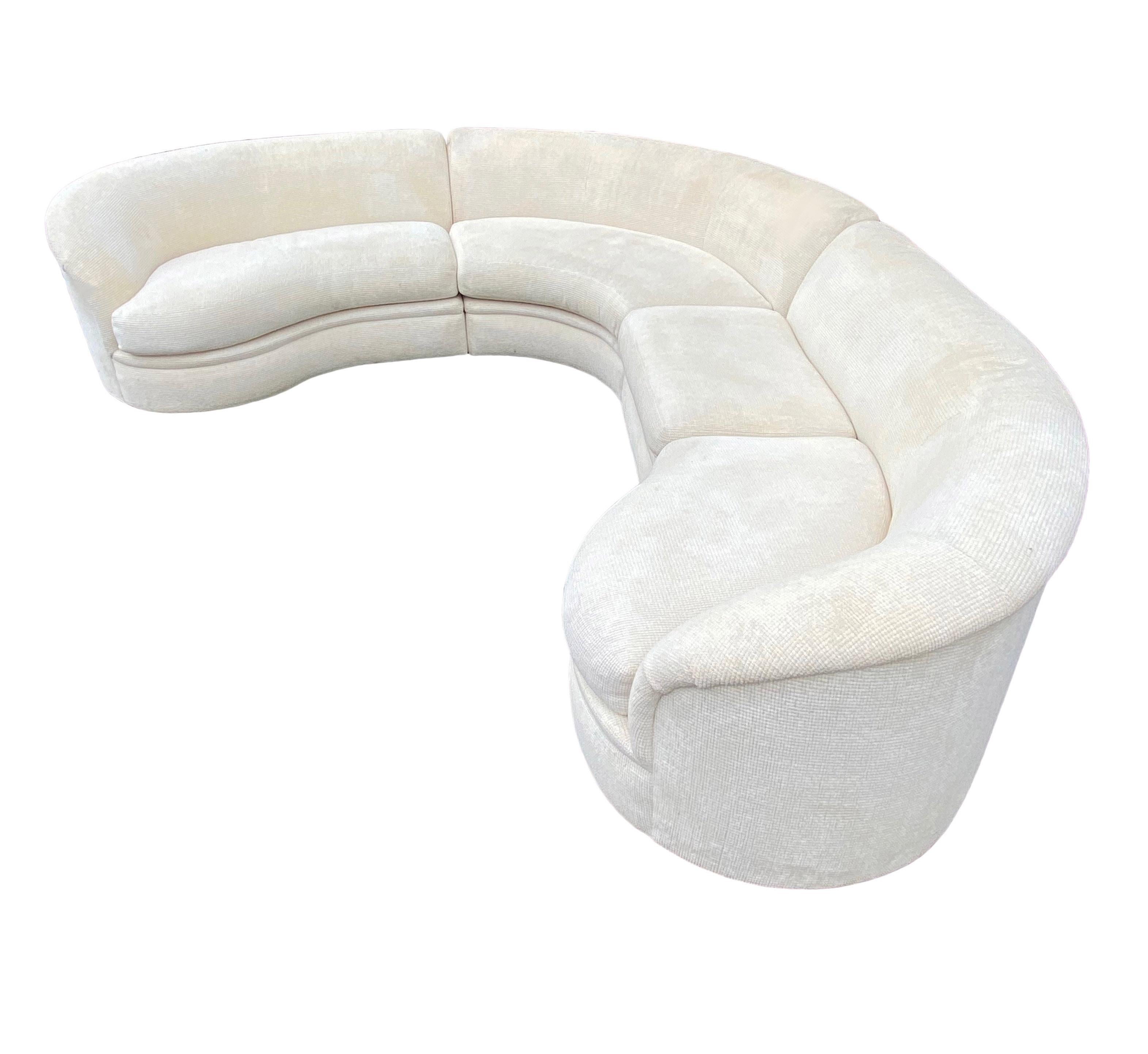 American Mid-Century Modern Curved & Sculptural Sectional Serpentine Sofa by Directional