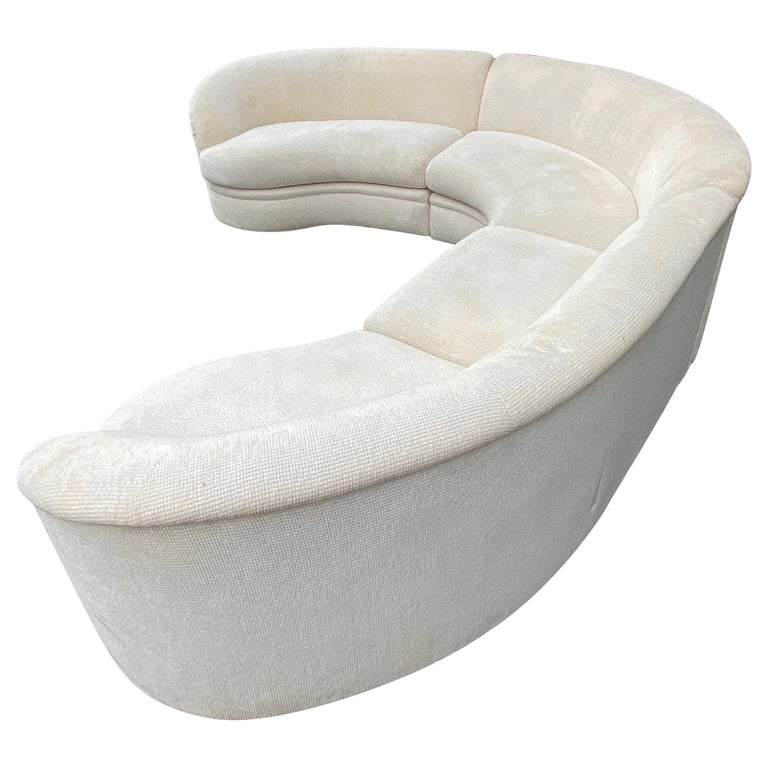 MidCentury Modern Curved and Sculptural Sectional Serpentine Sofa by