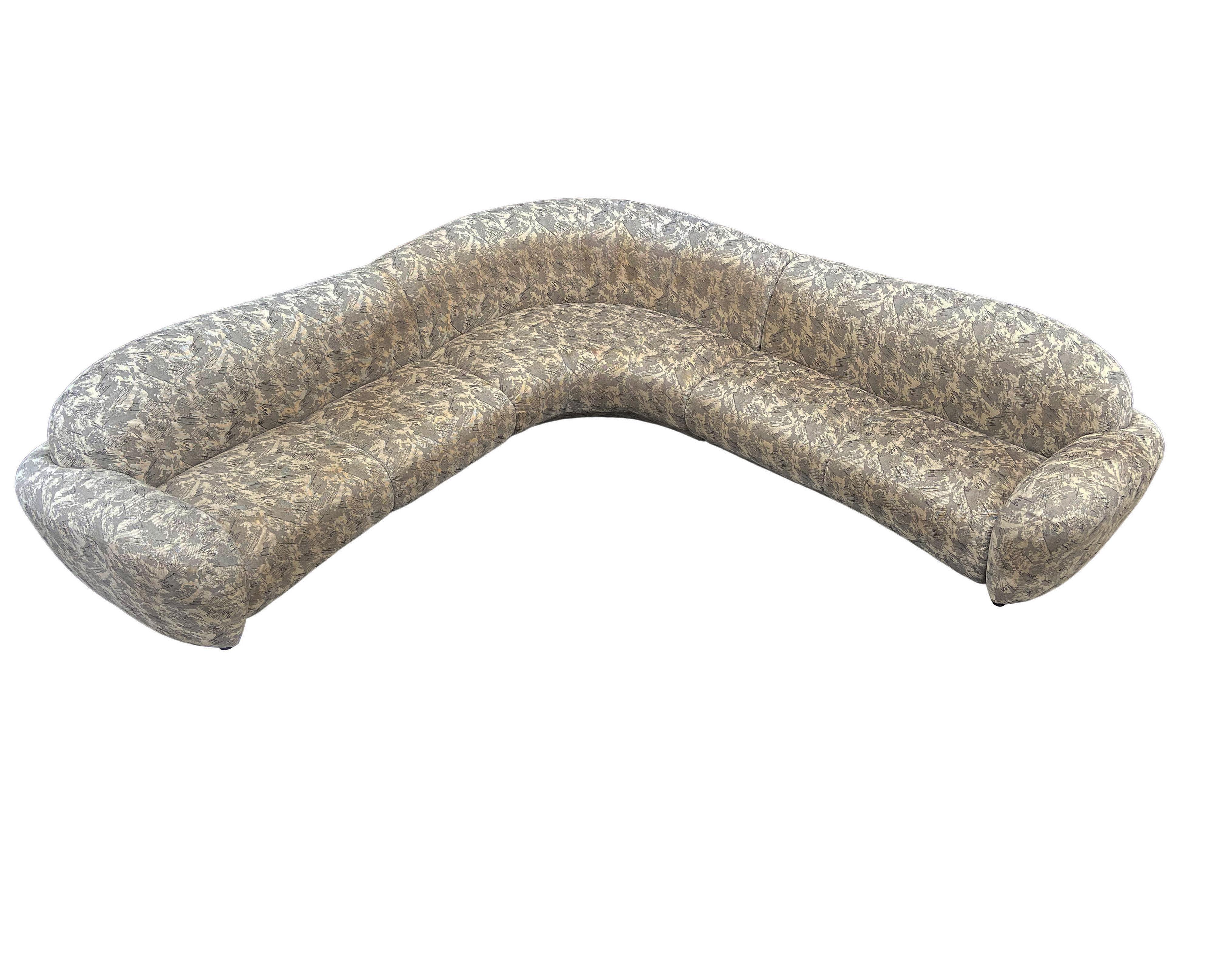 Late 20th Century Mid-Century Modern Curved and Sculptural Sectional Serpentine Sofa by Weiman