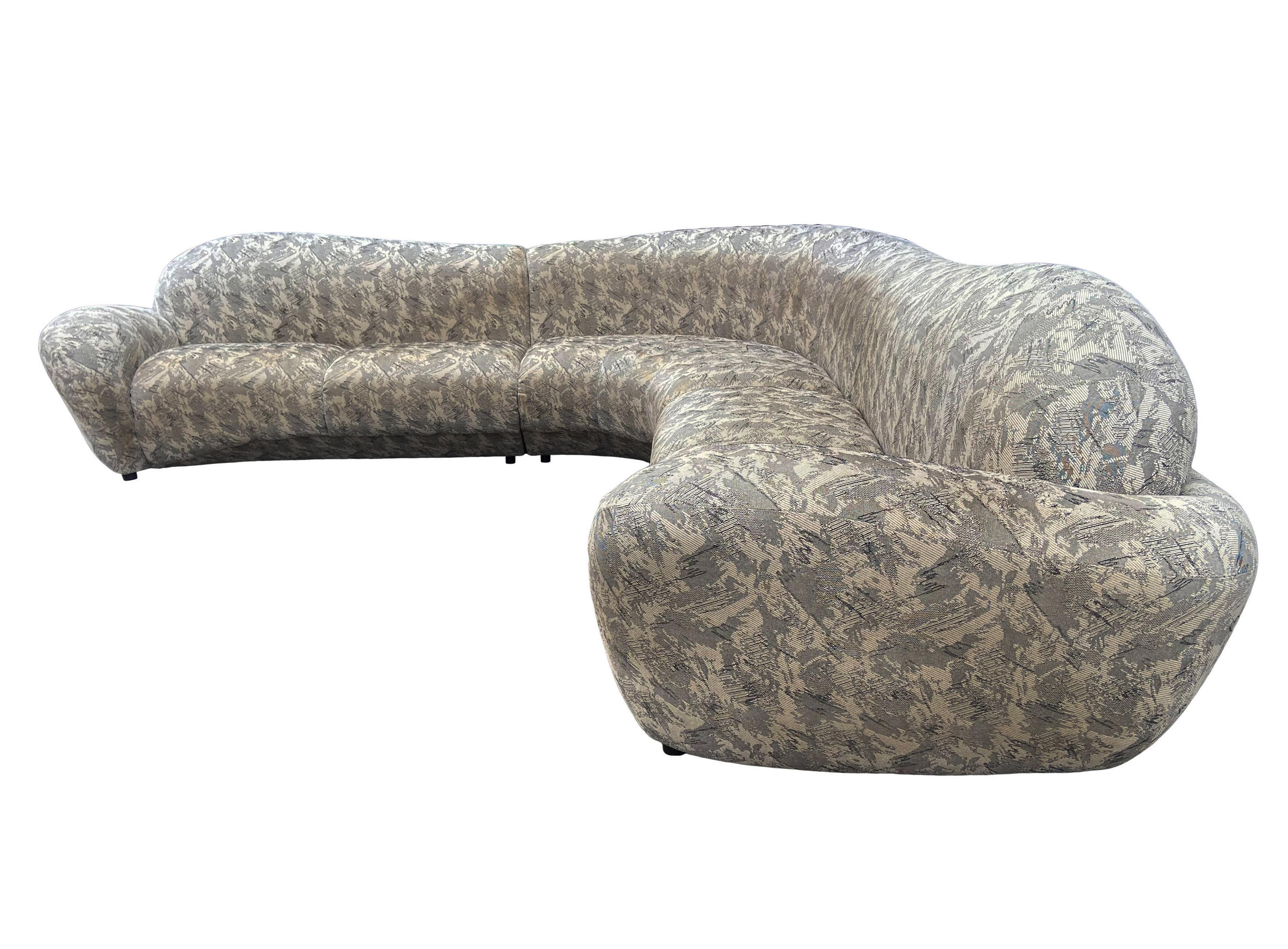 Mid-Century Modern Curved and Sculptural Sectional Serpentine Sofa by Weiman 1