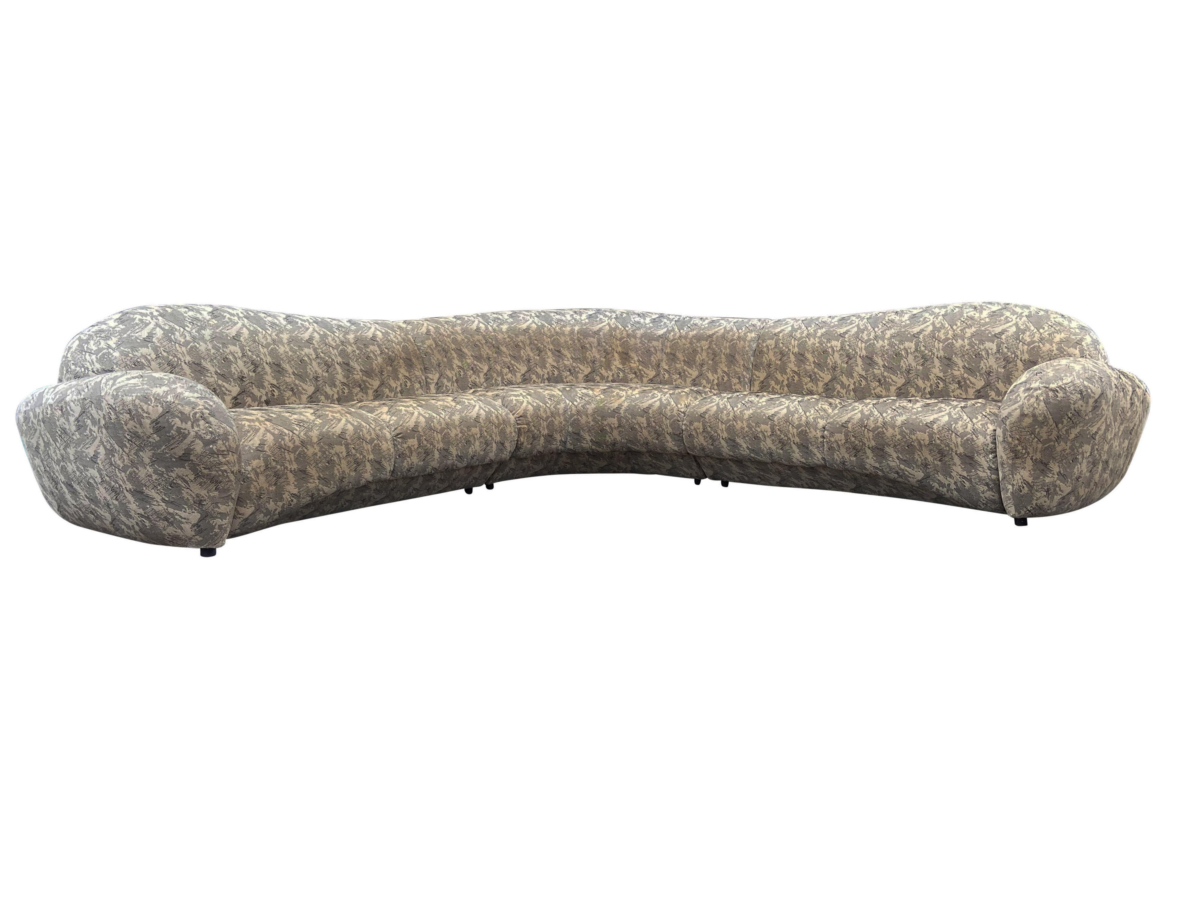 Mid-Century Modern Curved and Sculptural Sectional Serpentine Sofa by Weiman 2