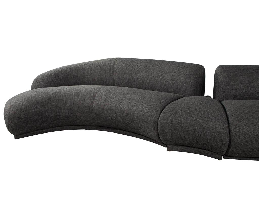 Mid-Century Modern Curved Sectional Sofa 4 PC For Sale 4