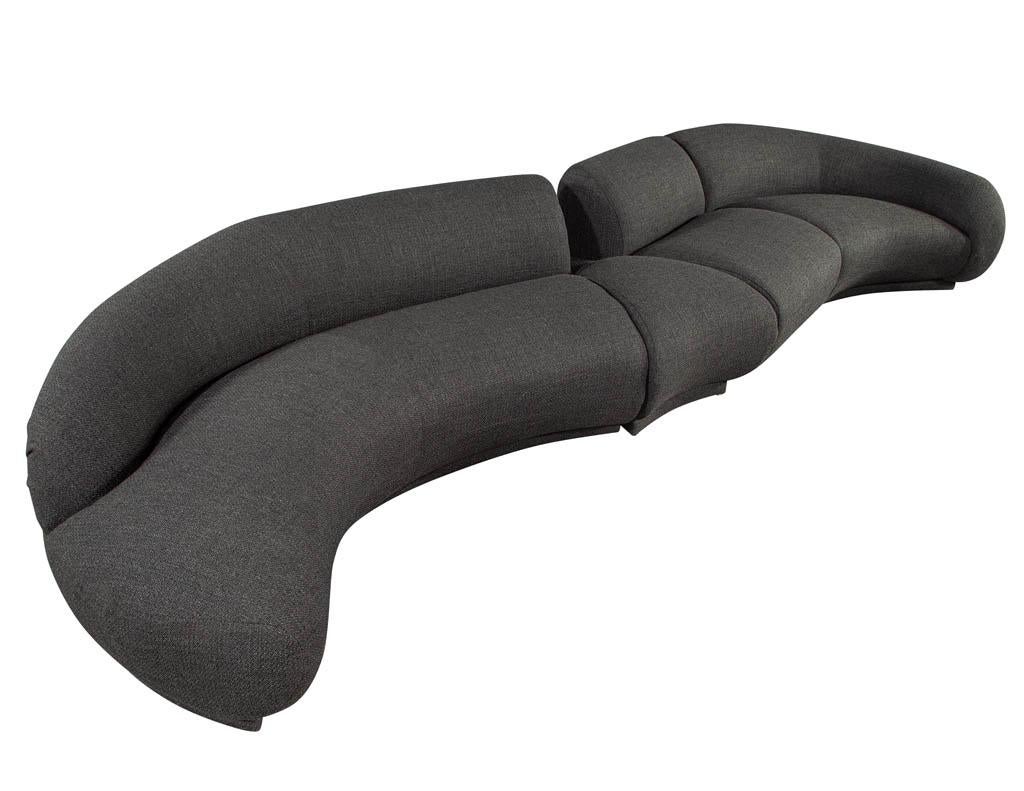 Mid-Century Modern Curved Sectional Sofa 4 PC For Sale 6