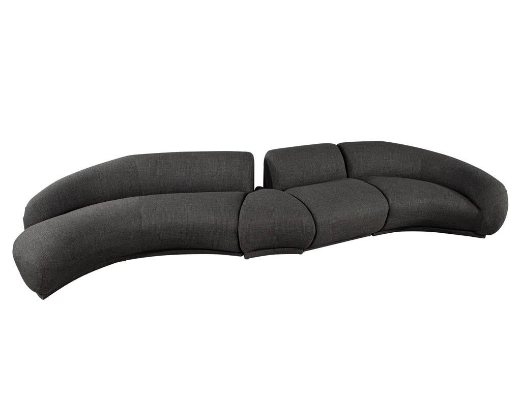Mid-Century Modern Curved Sectional Sofa 4 PC For Sale 9