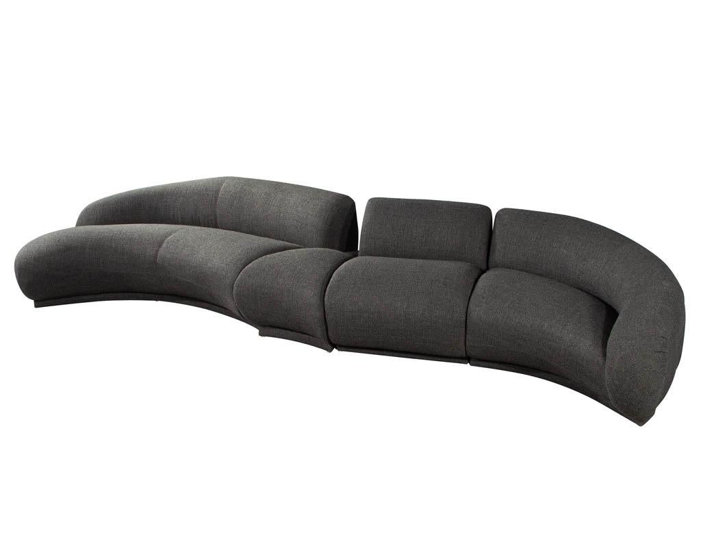 Mid-Century Modern Curved Sectional Sofa 4 PC For Sale 10