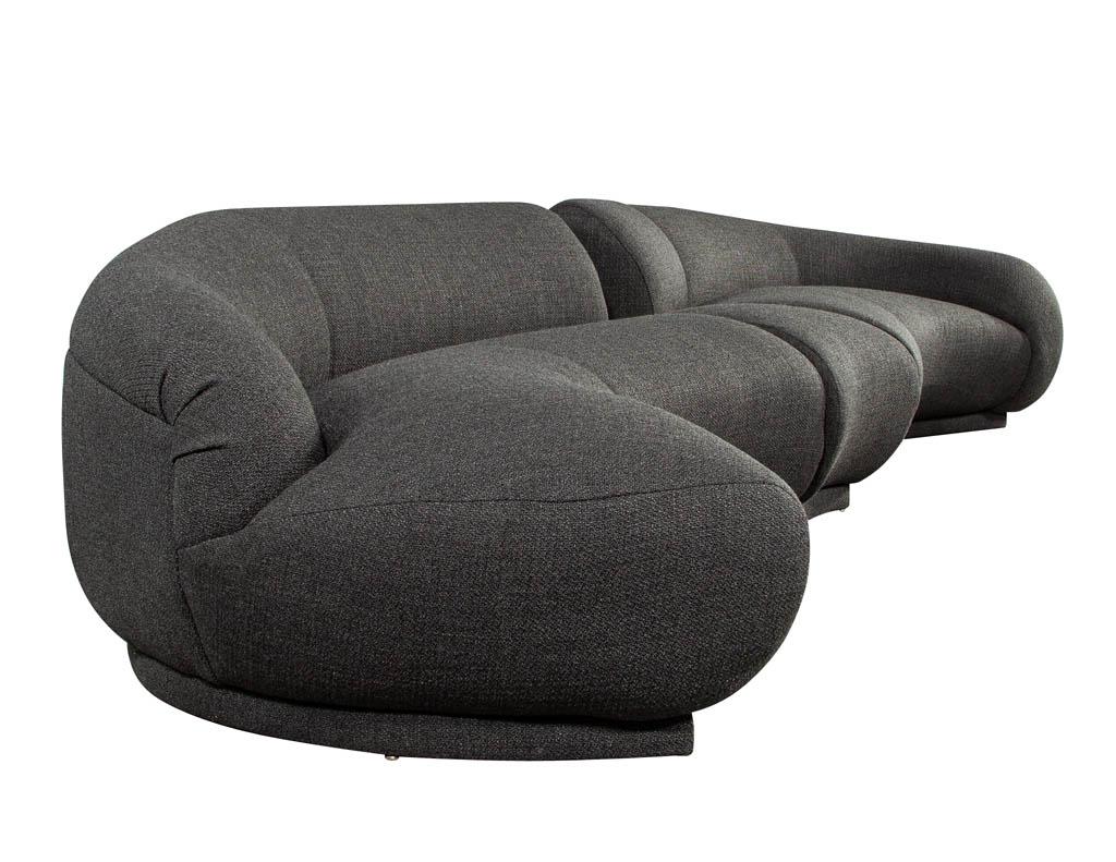 Mid-Century Modern Curved Sectional Sofa 4 PC For Sale 13