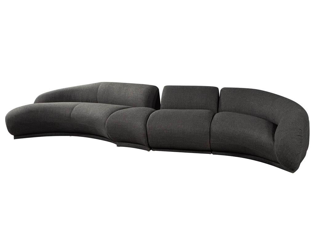 Mid-20th Century Mid-Century Modern Curved Sectional Sofa 4 PC For Sale