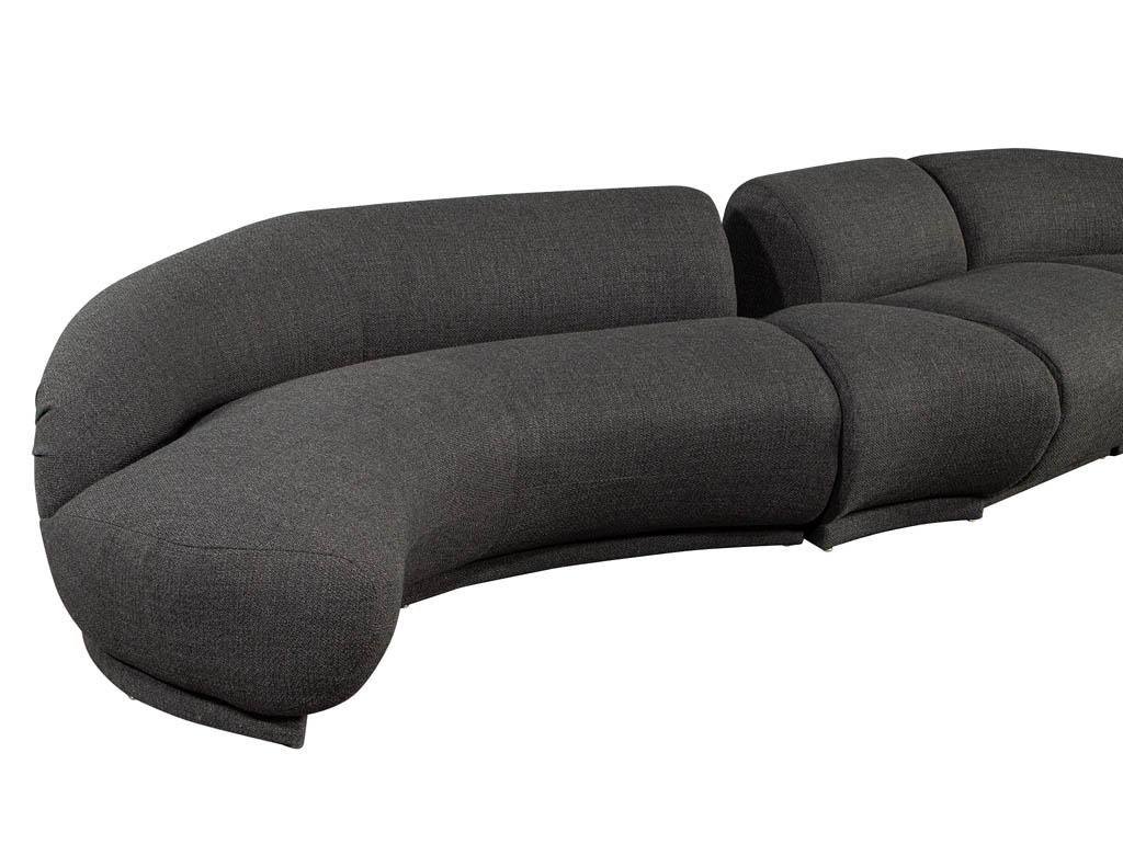 Wood Mid-Century Modern Curved Sectional Sofa 4 PC For Sale