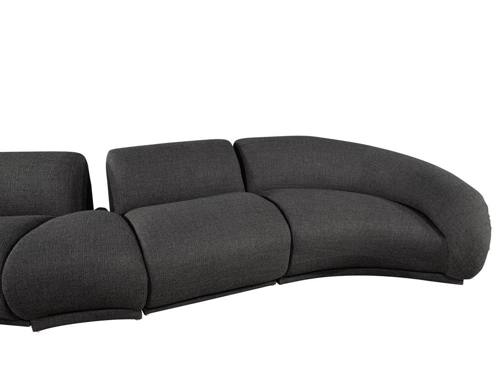 Mid-Century Modern Curved Sectional Sofa 4 PC For Sale 2
