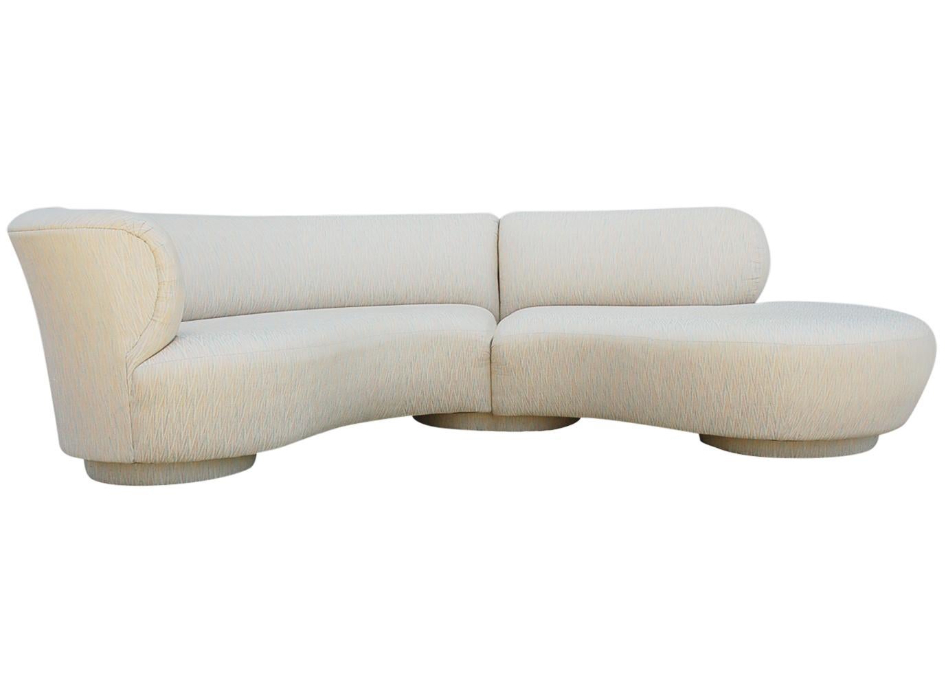 Late 20th Century Mid-Century Modern Curved Serpentine Cloud Sectional Sofa