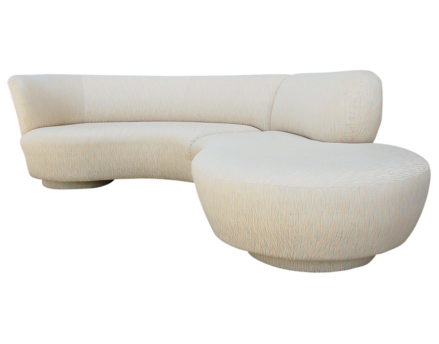 Mid-Century Modern Curved Serpentine Cloud Sectional Sofa 1