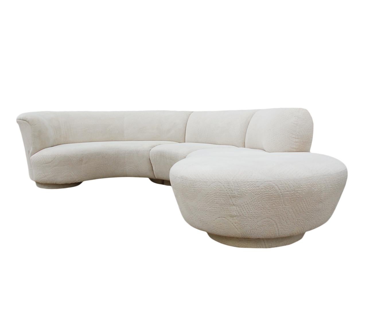Fabric Mid-Century Modern Curved Serpentine Cloud Sectional Sofa 