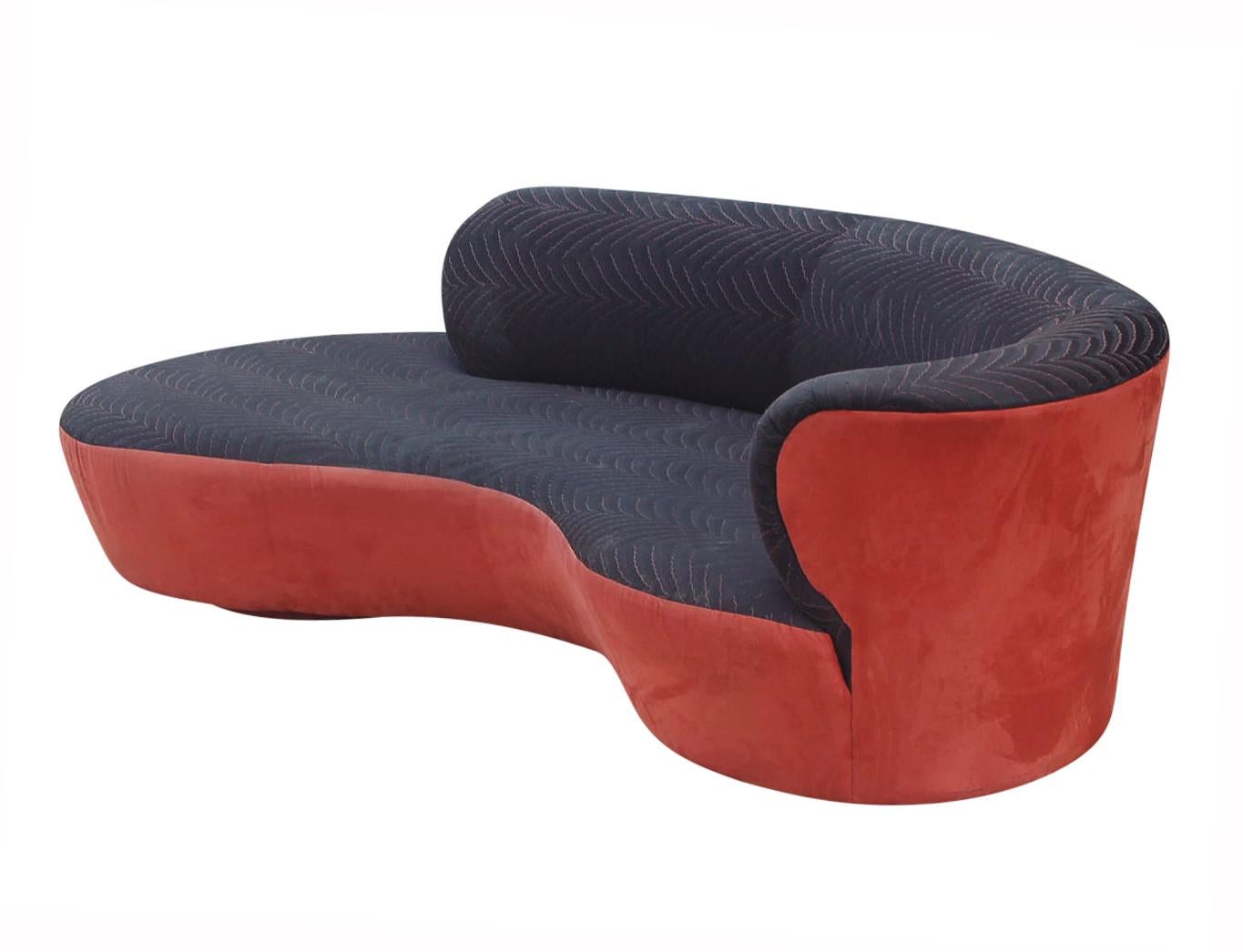 Fabric Mid-Century Modern Curved Serpentine Cloud Sofa by Weiman For Sale
