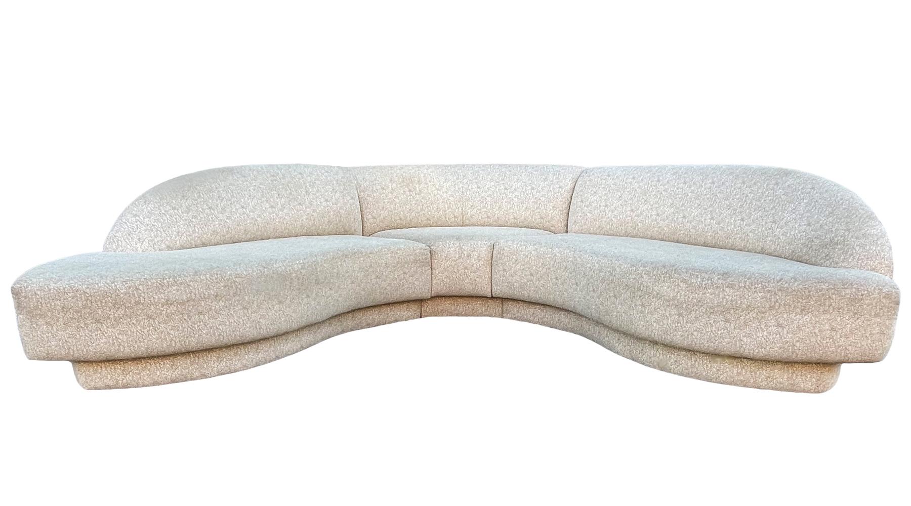 Mid-Century Modern Mid Century Modern Curved Serpentine L Shape Sectional Sofa For Sale