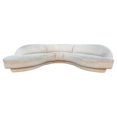 Retro Mid Century Modern Curved Serpentine L Shape Sectional Sofa