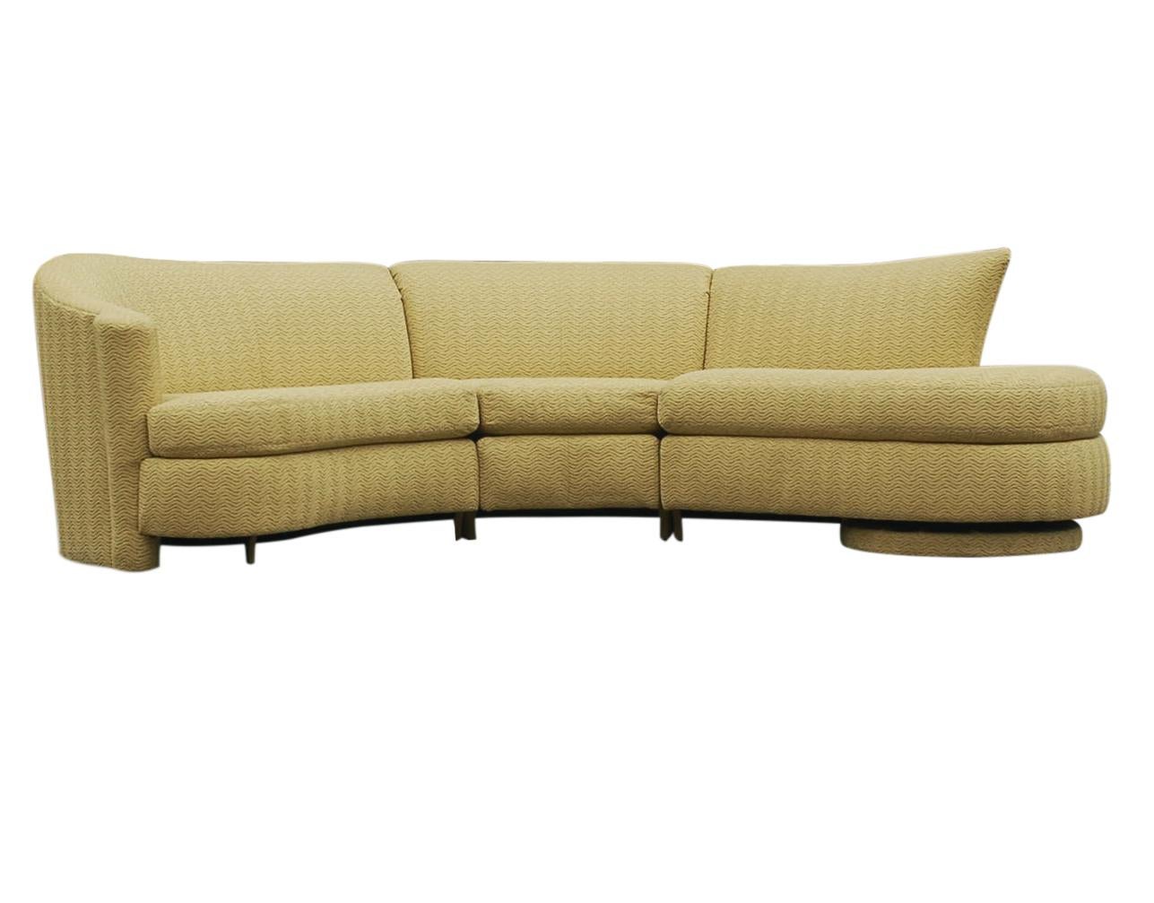 A sculptural vintage beauty from the 1970s. This 3 piece sectional features it's original which is in very clean usable condition but could use updating.