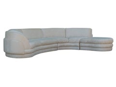 Mid-Century Modern Curved Serpentine Sectional Sofa with Chaise Lounge