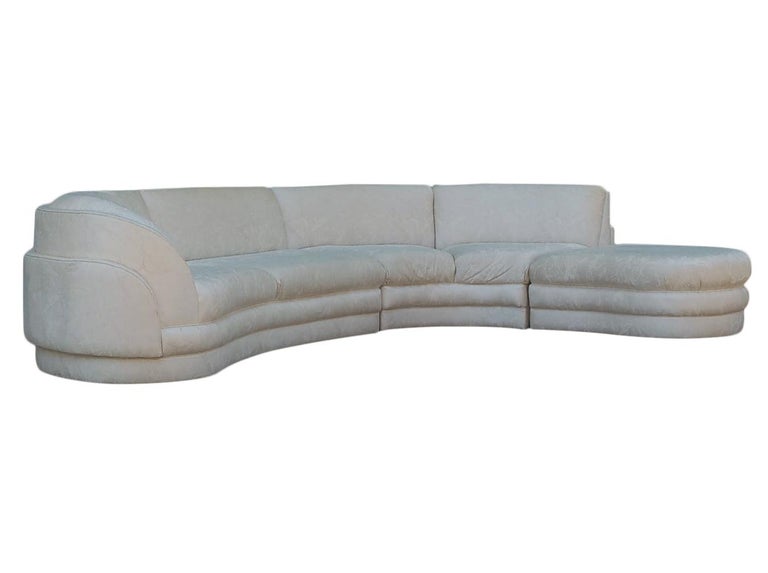 MidCentury Modern Curved Serpentine Sectional Sofa with Chaise Lounge