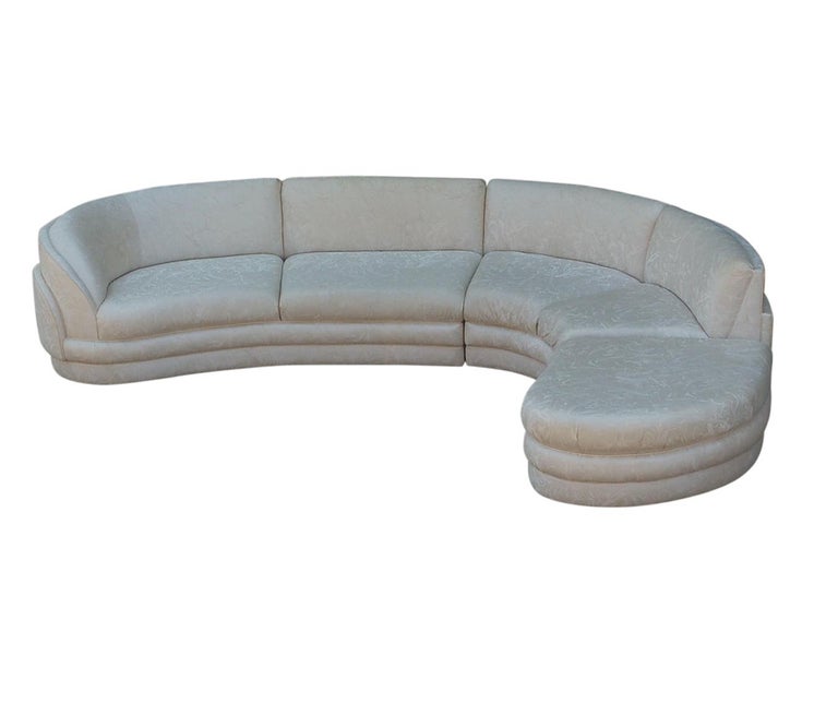 MidCentury Modern Curved Serpentine Sectional Sofa with Chaise Lounge