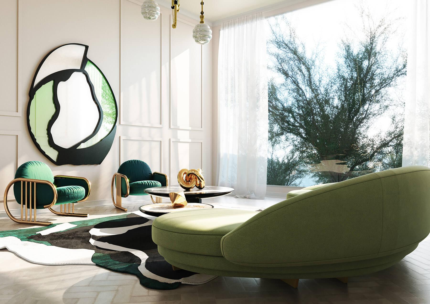 Modernes geschwungenes Serpentinen-Sofa aus gelbem Samt mit Gold- und Holzdetails im Zustand „Neu“ im Angebot in Porto, PT
