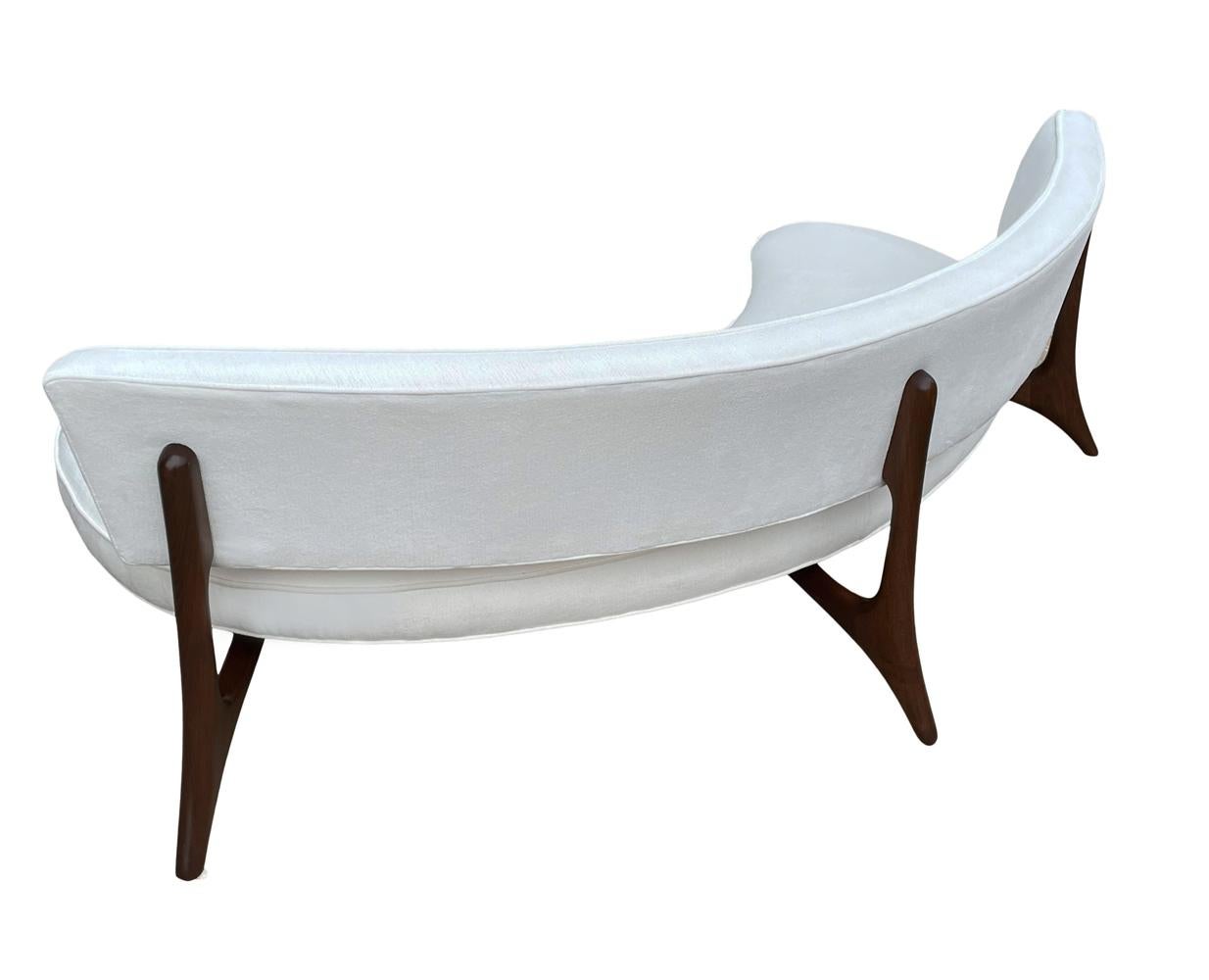 Mid-Century Modern Curved Sofa Floating Sofa by Vladimir Kagan in White & Walnut 5