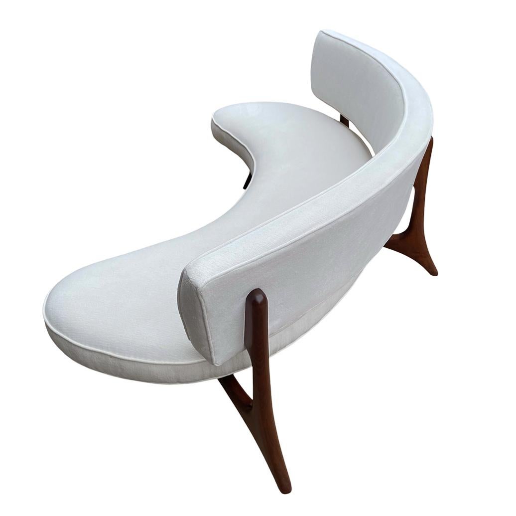 Mid-Century Modern Curved Sofa Floating Sofa by Vladimir Kagan in White & Walnut 7