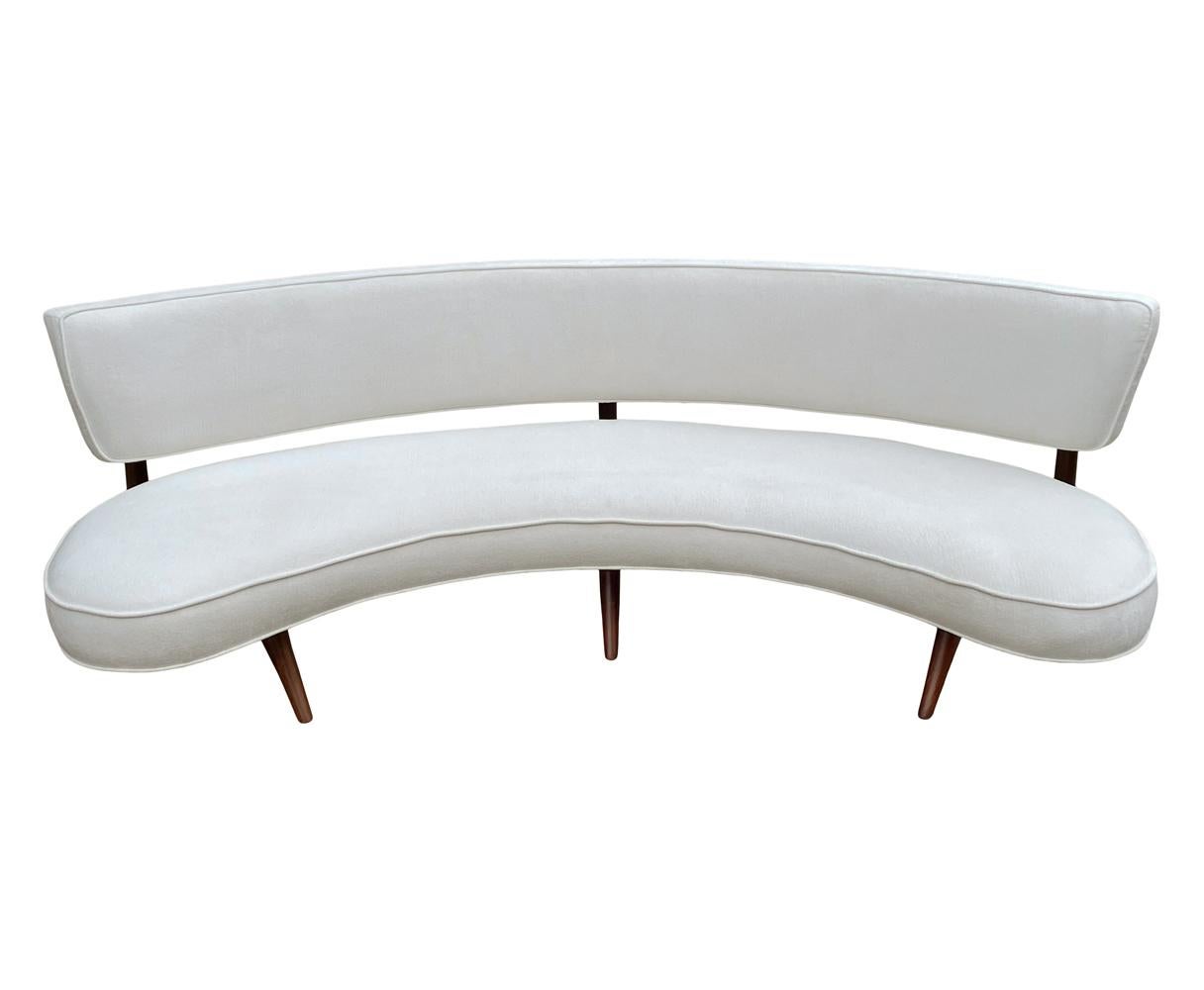 Mid-20th Century Mid-Century Modern Curved Sofa Floating Sofa by Vladimir Kagan in White & Walnut