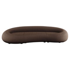 Mid-Century Modern Curved Sofa in Brown Velvet 70's Retro Style