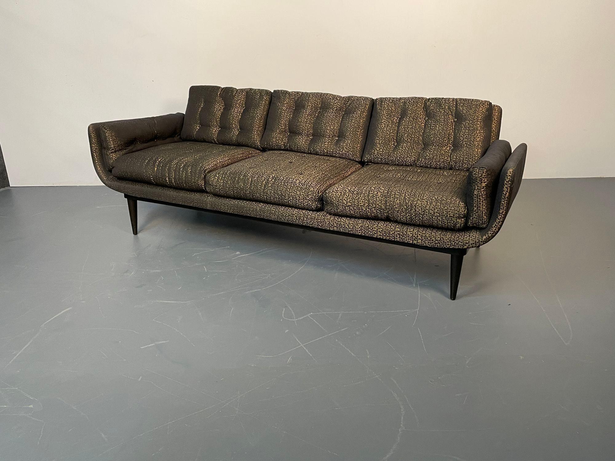 American Mid-Century Modern Curved Sofa / Settee, Adrian Pearsall Style, Three-Seater For Sale