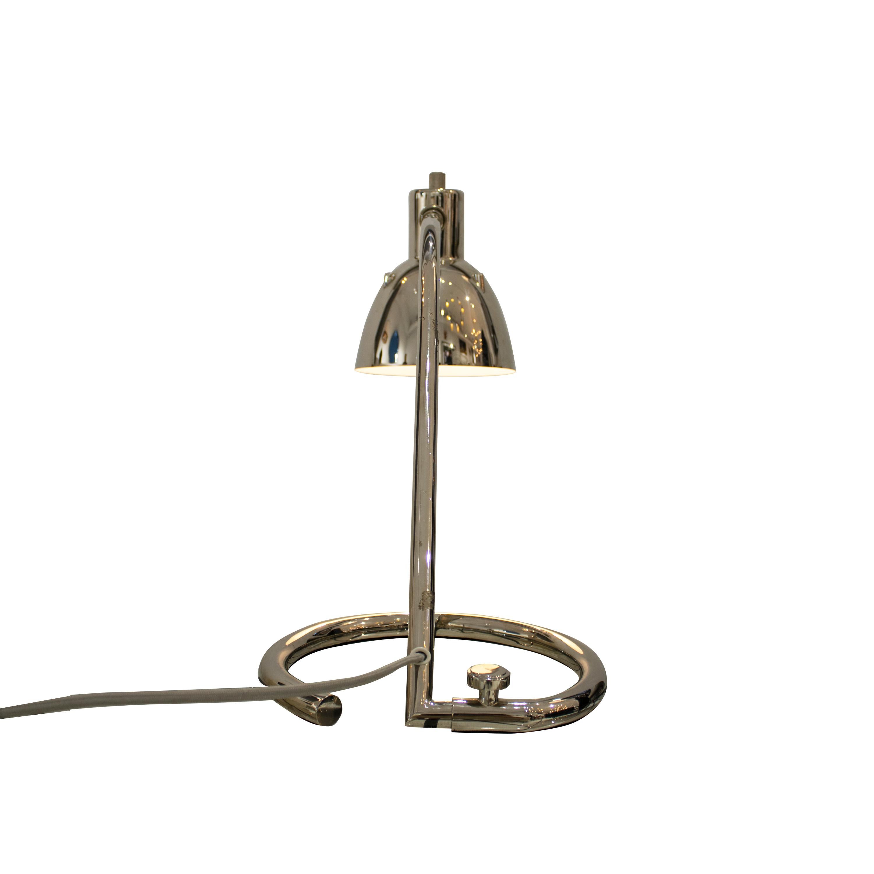 Mid-20th Century Mid Century Modern Curved Tubular Chrome Table Lamp, Italy, 1960