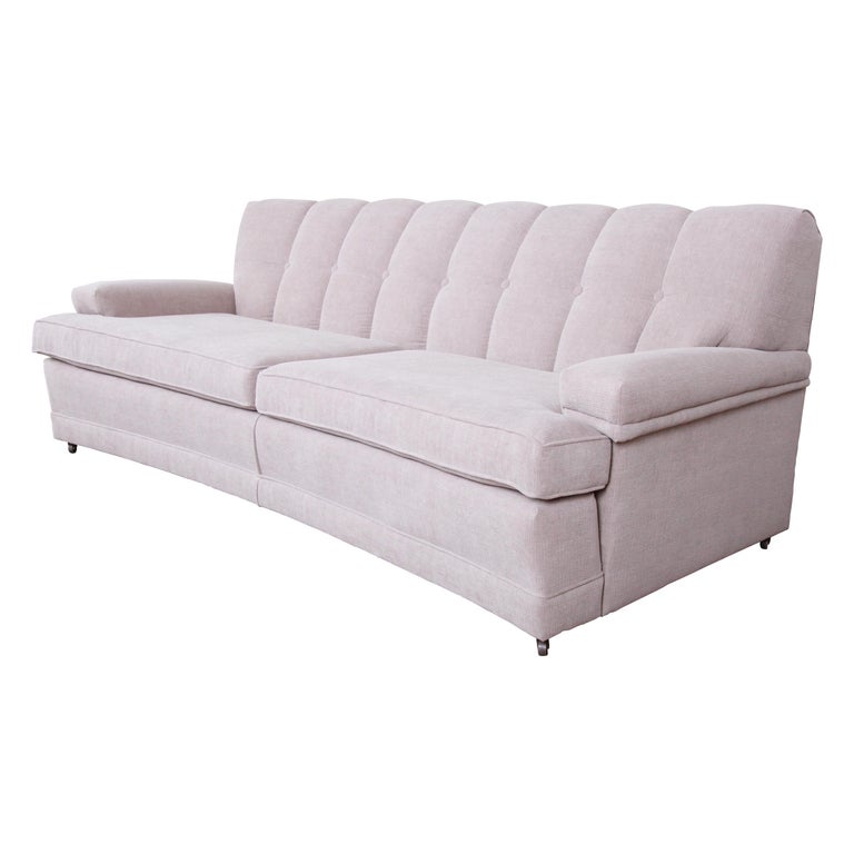 MidCentury Modern Curved Tufted Sofa, Newly Reupholstered at 1stDibs