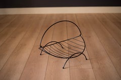 Mid-Century Modern Curved Wire Black Magazine Rack Holder